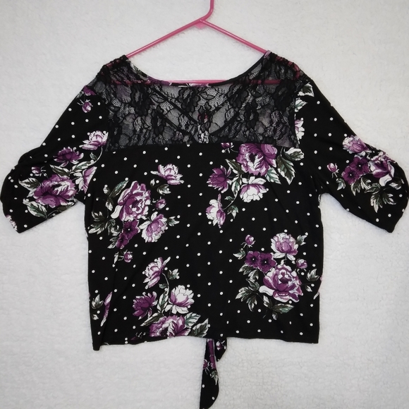 No Boundaries Floral Print Lace Blouse, size 3XL - Picture 2 of 4